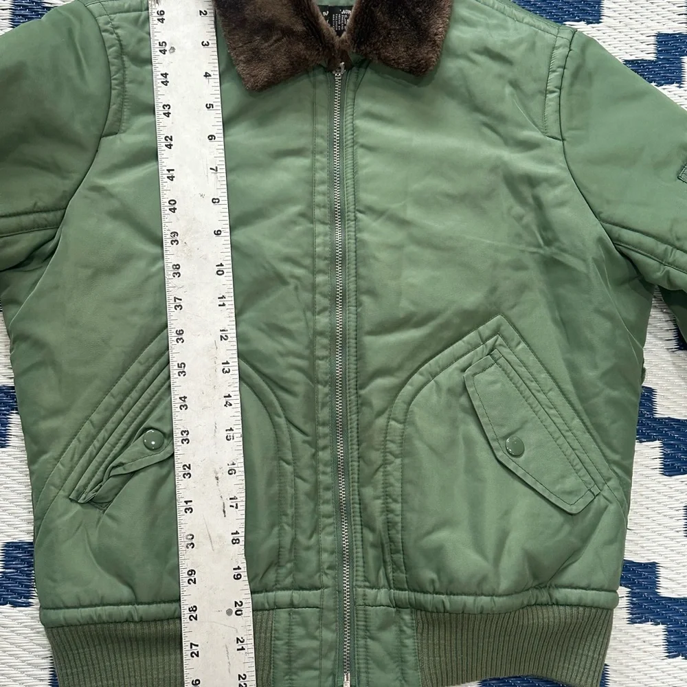 Ralph Lauren Green Bomber Jacket with Brown Collar - Picture 5 of 6